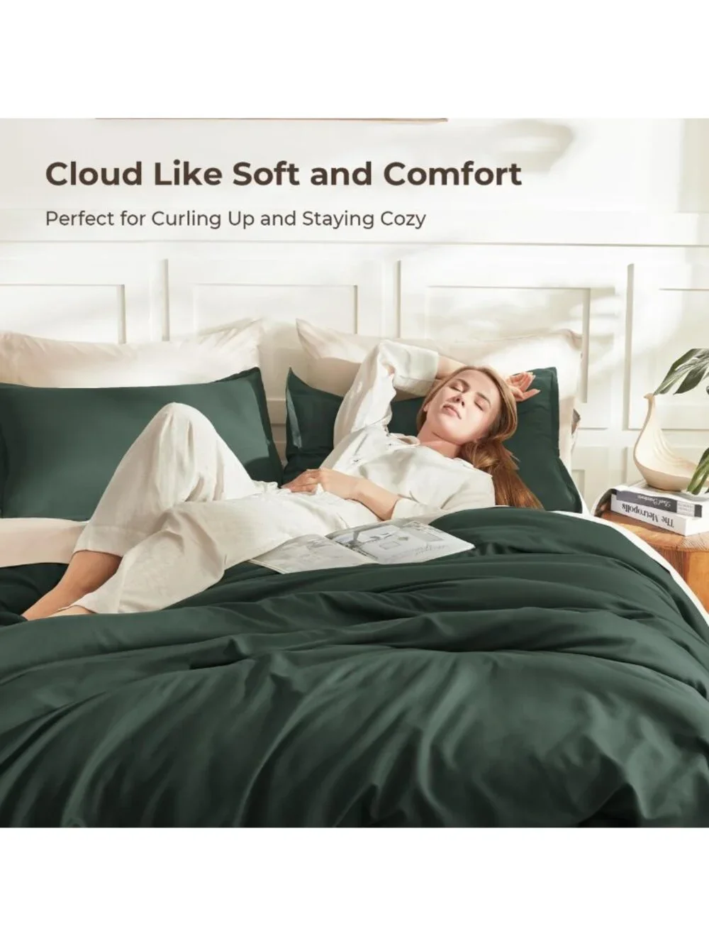 Forest Green Oversized Queen Comforter Set - 3 Piece Solid Bedding for Cozy